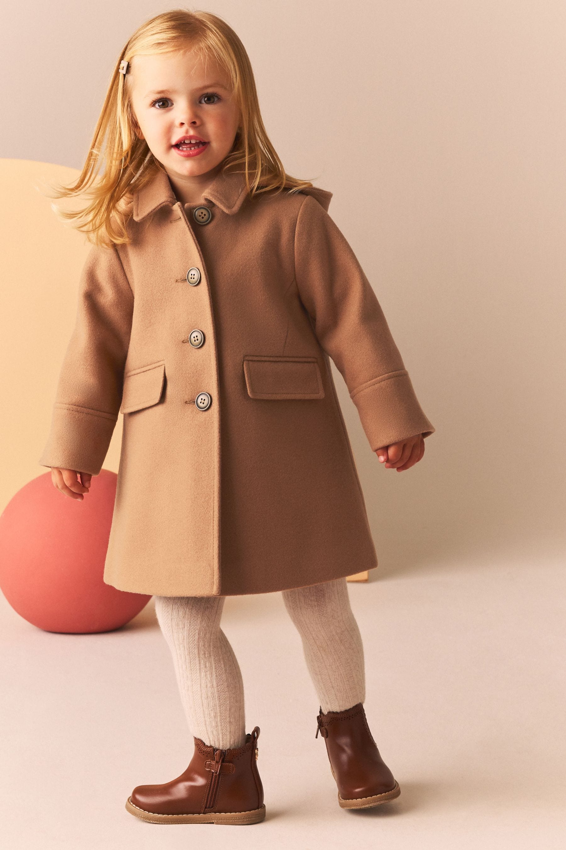 Buy Camel Single Breasted Hooded Coat with Wool 3mths 10yrs from the Next UK online shop