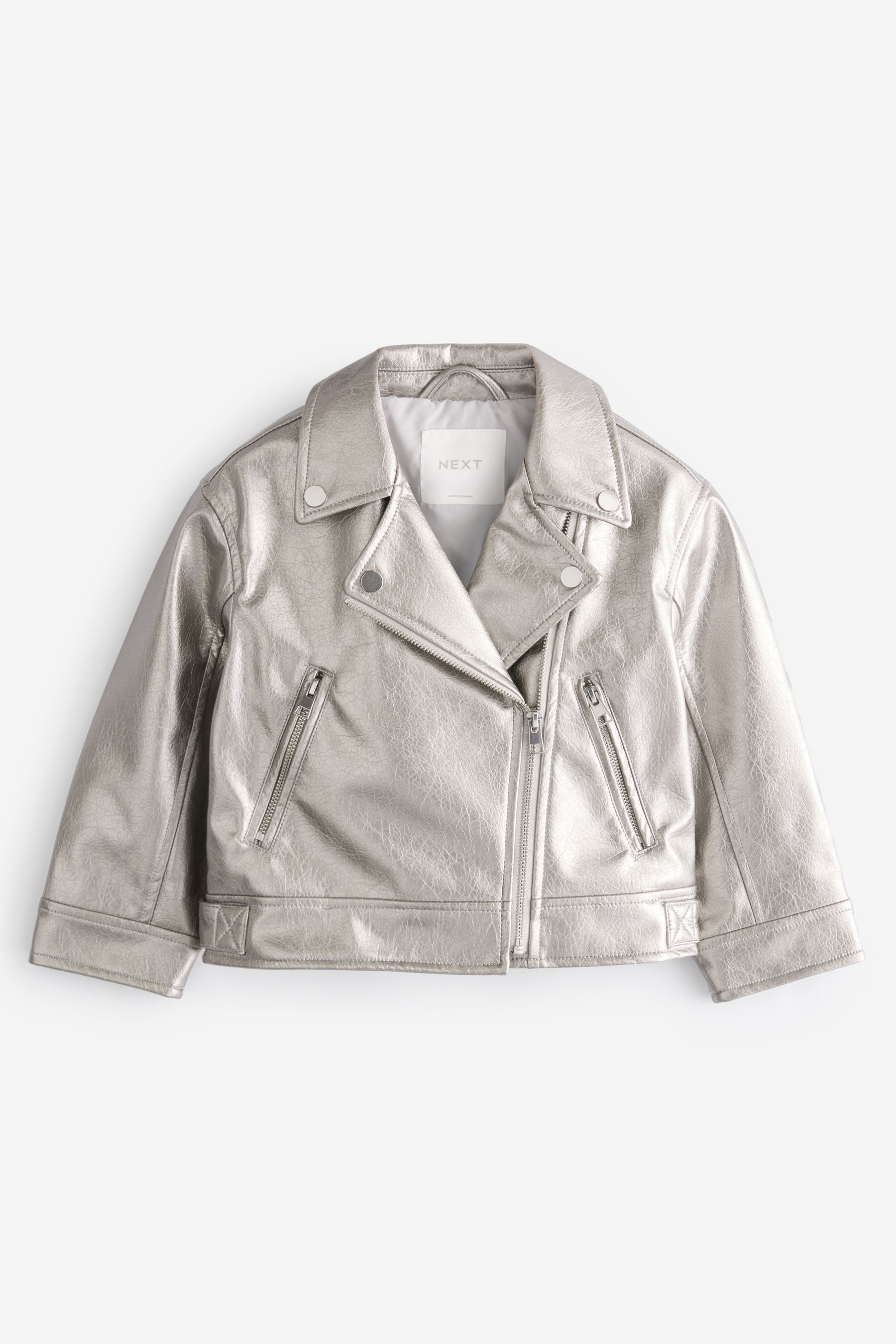 Buy Silver PU Biker Jacket 3 16yrs from Next Luxembourg