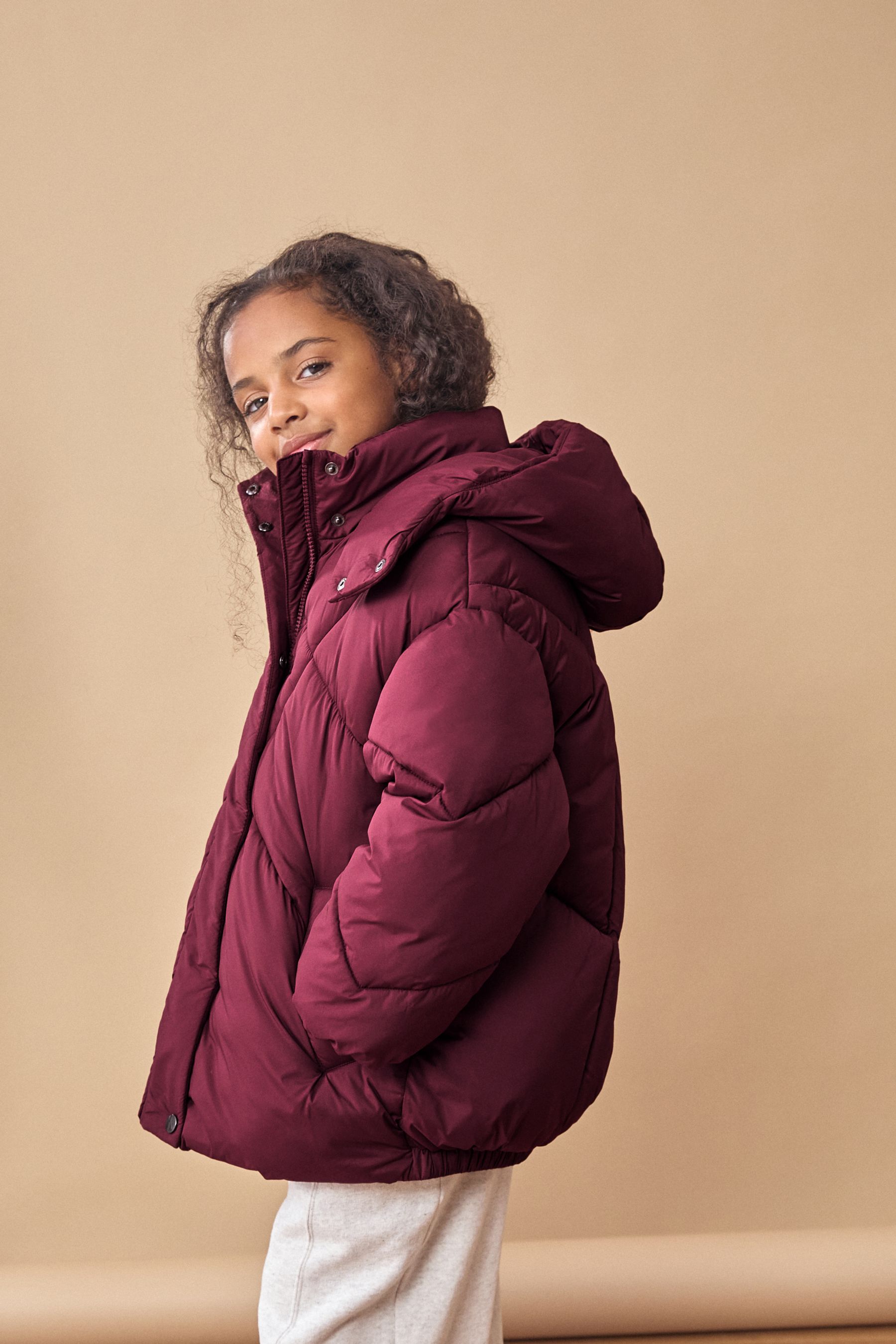 Burgundy padded coat shop