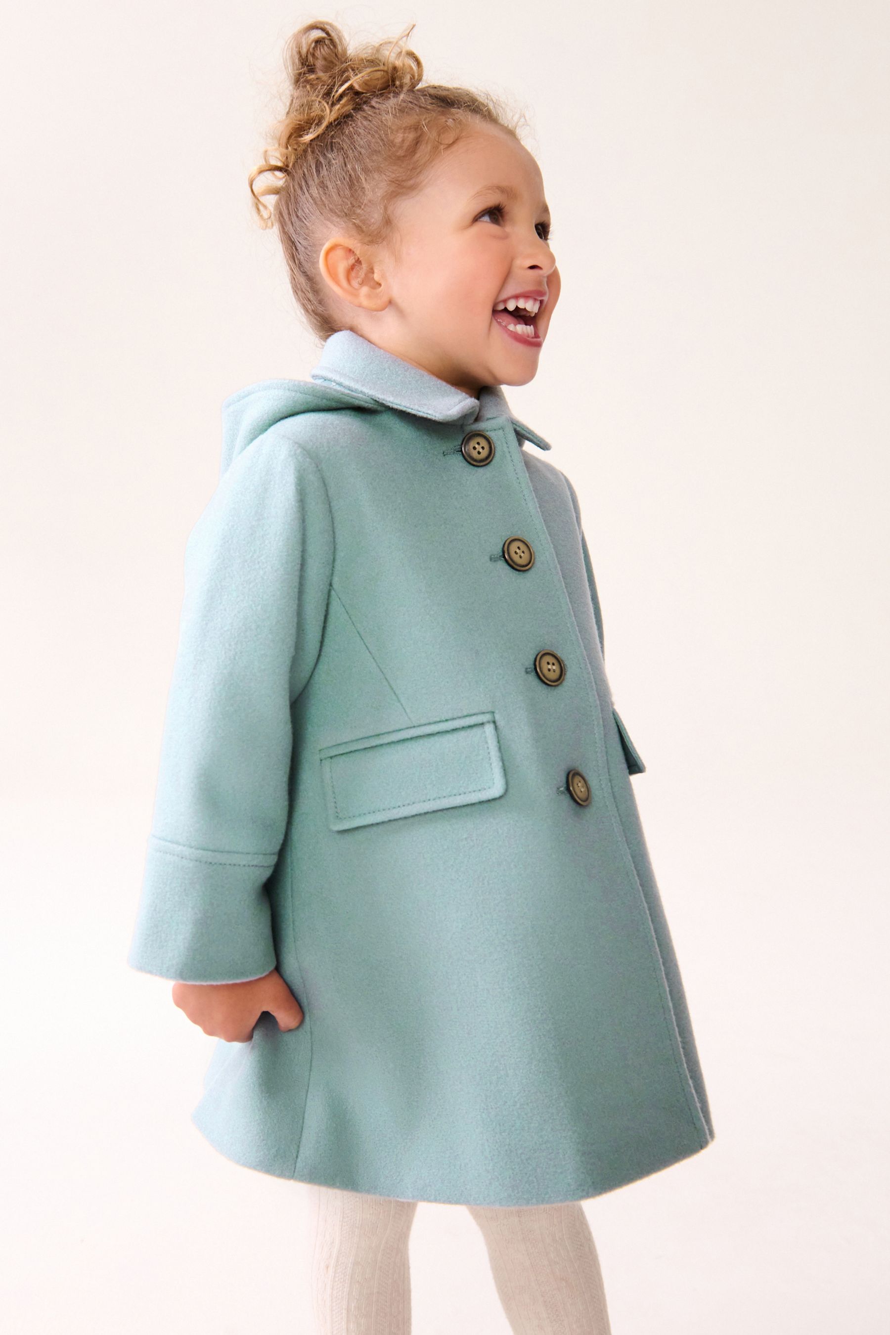 Buy Mint Green Single Breasted Hooded Coat with Wool 3mths 10yrs from the Next UK online shop