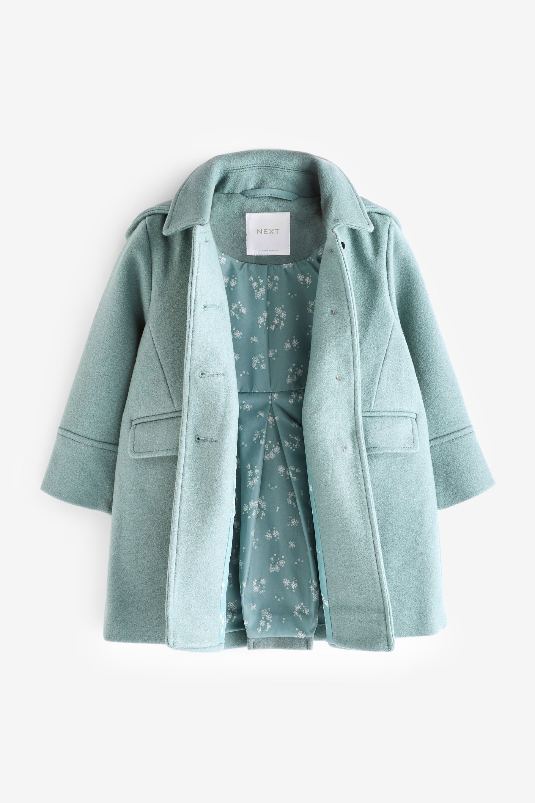 Buy Mint Green Single Breasted Hooded Coat with Wool 3mths 10yrs from the Next UK online shop
