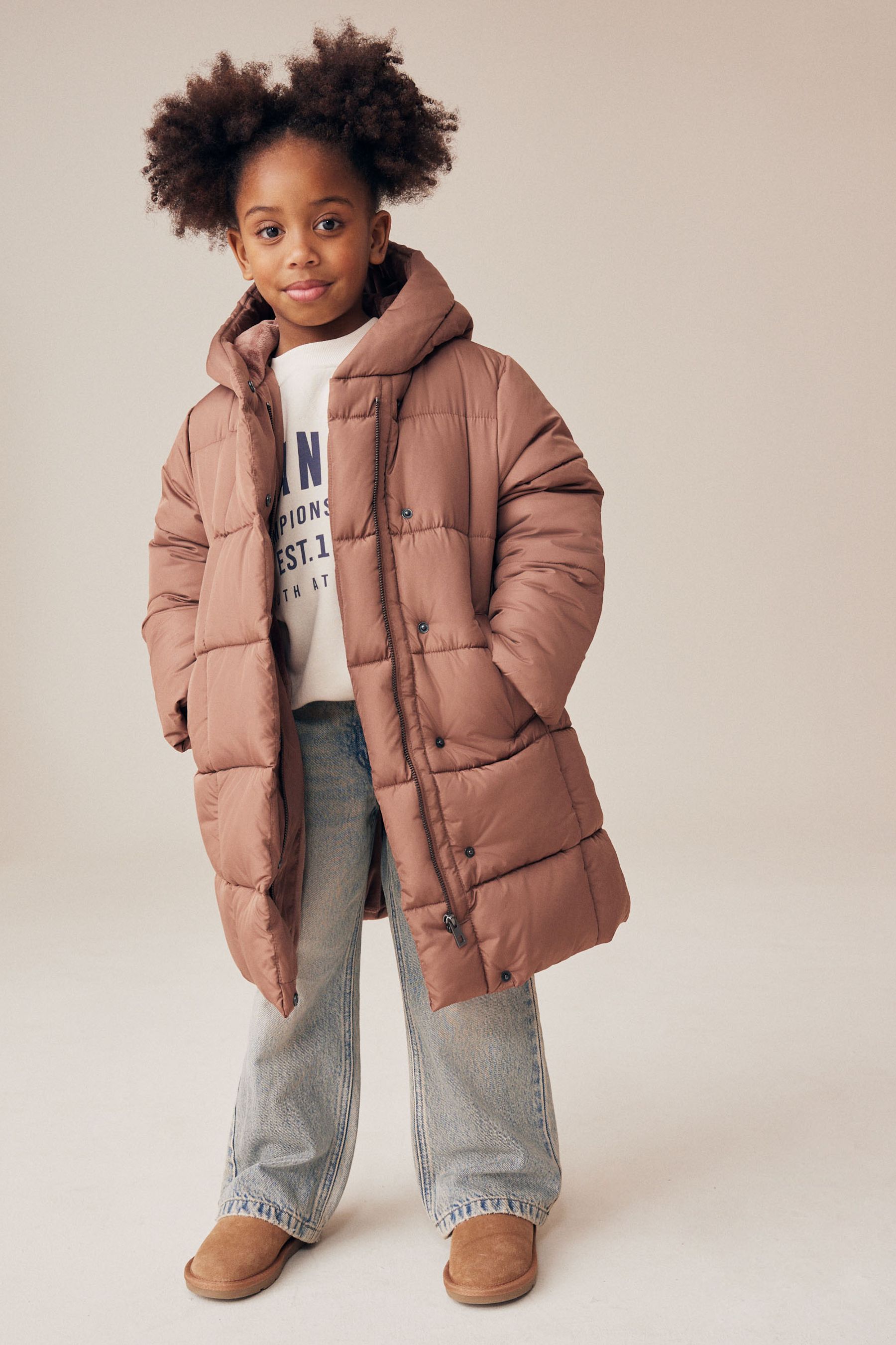 Buy Pink Regular Length Shower Resistant Fur Lined Hooded Padded Coat 3 16yrs from the Next UK online shop