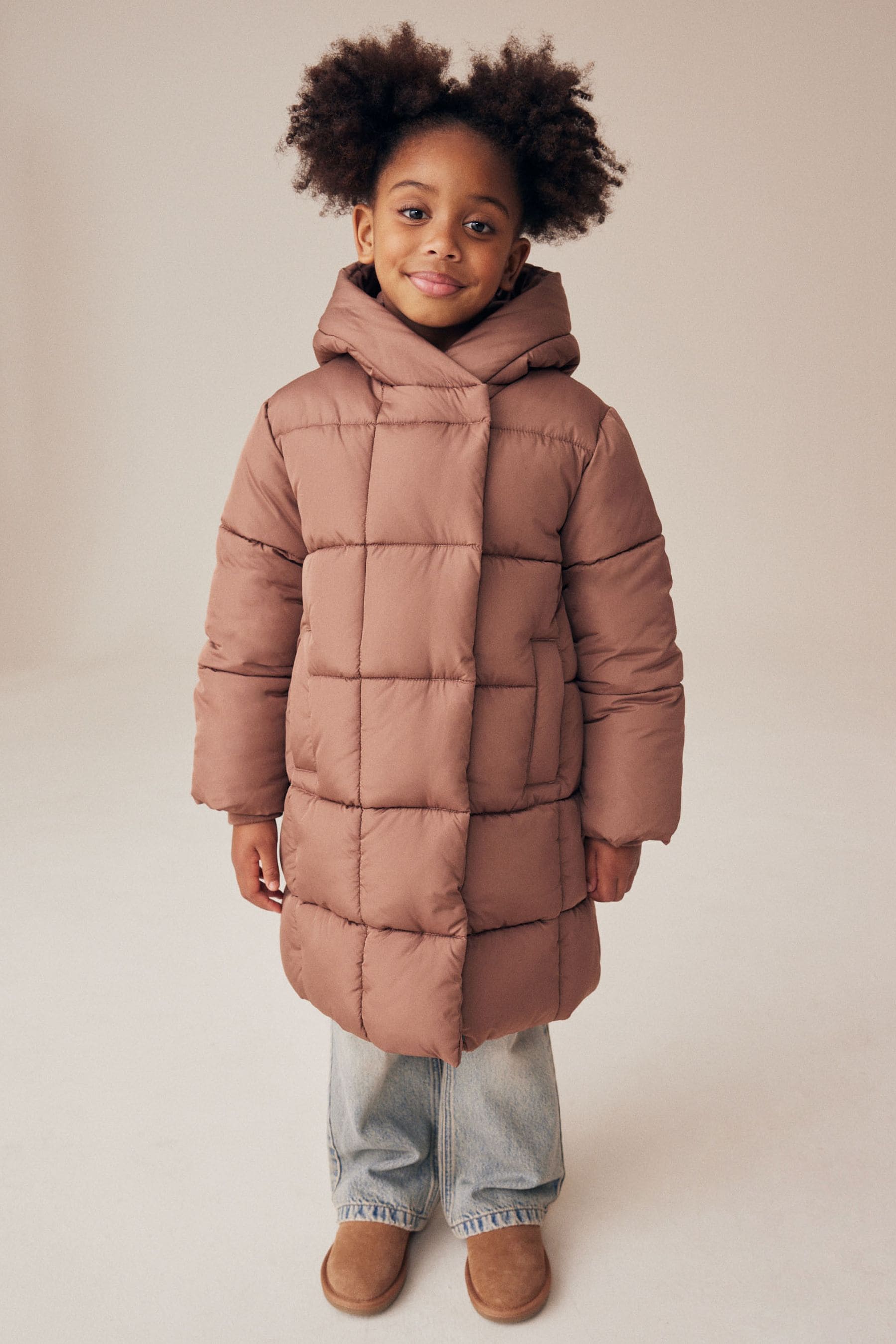 NEXT Pink Regular Length Shower Resistant Fur Lined Hooded Padded Coat 3 16yrs 13 Yrs Girls