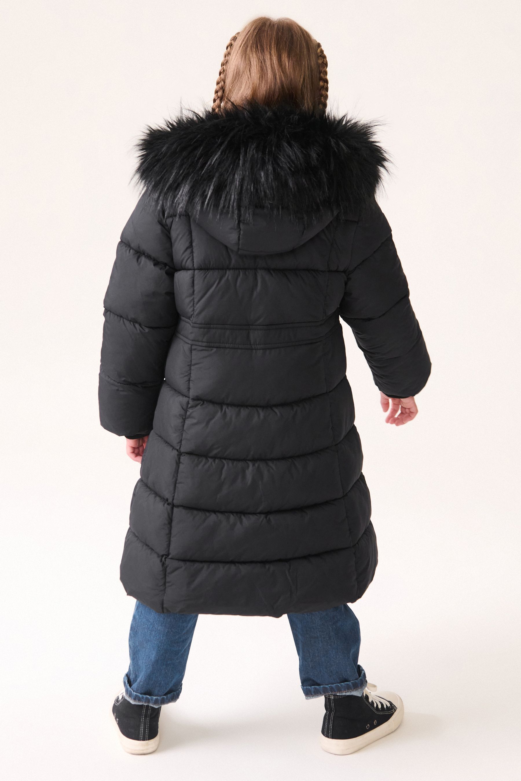 Buy Black Shower Resistant Faux Fur Trim Double Layer Padded Coat 3 16yrs from the Next UK online shop