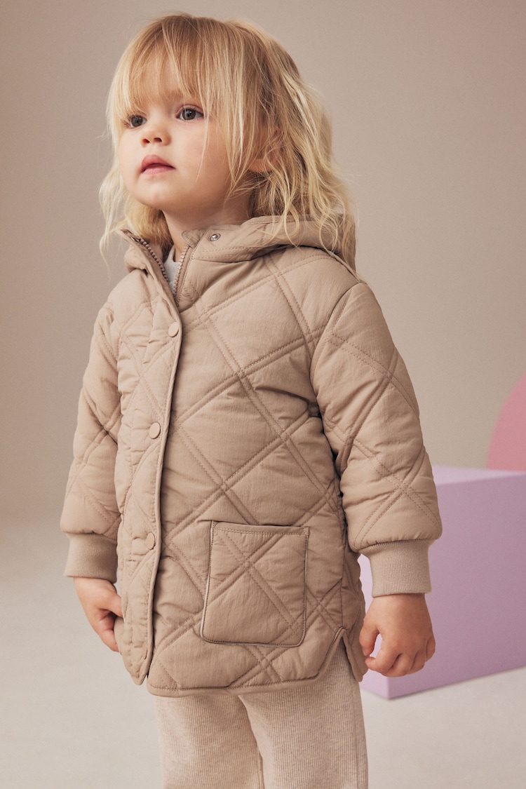 Neutral Shower Resistant Diamond Quilted Coat (3mths-7yrs) - Image 2 of 6