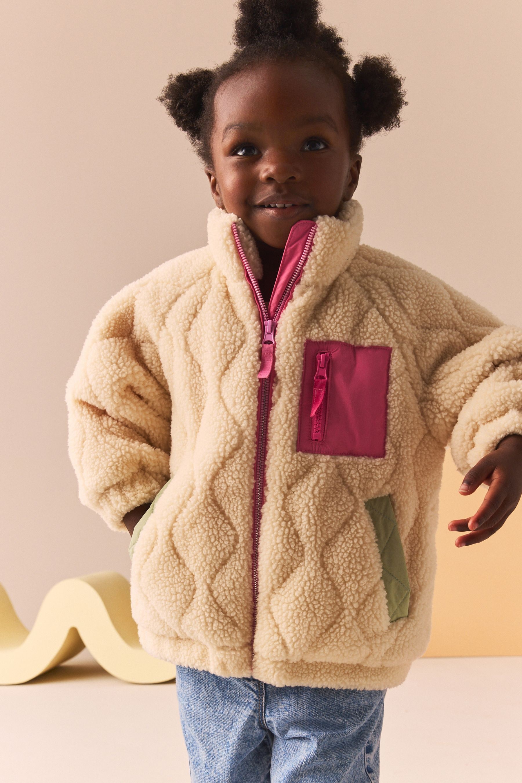 Buy Cream Borg Fleece Zip Through Coat 3mths 7yrs from the Next UK online shop