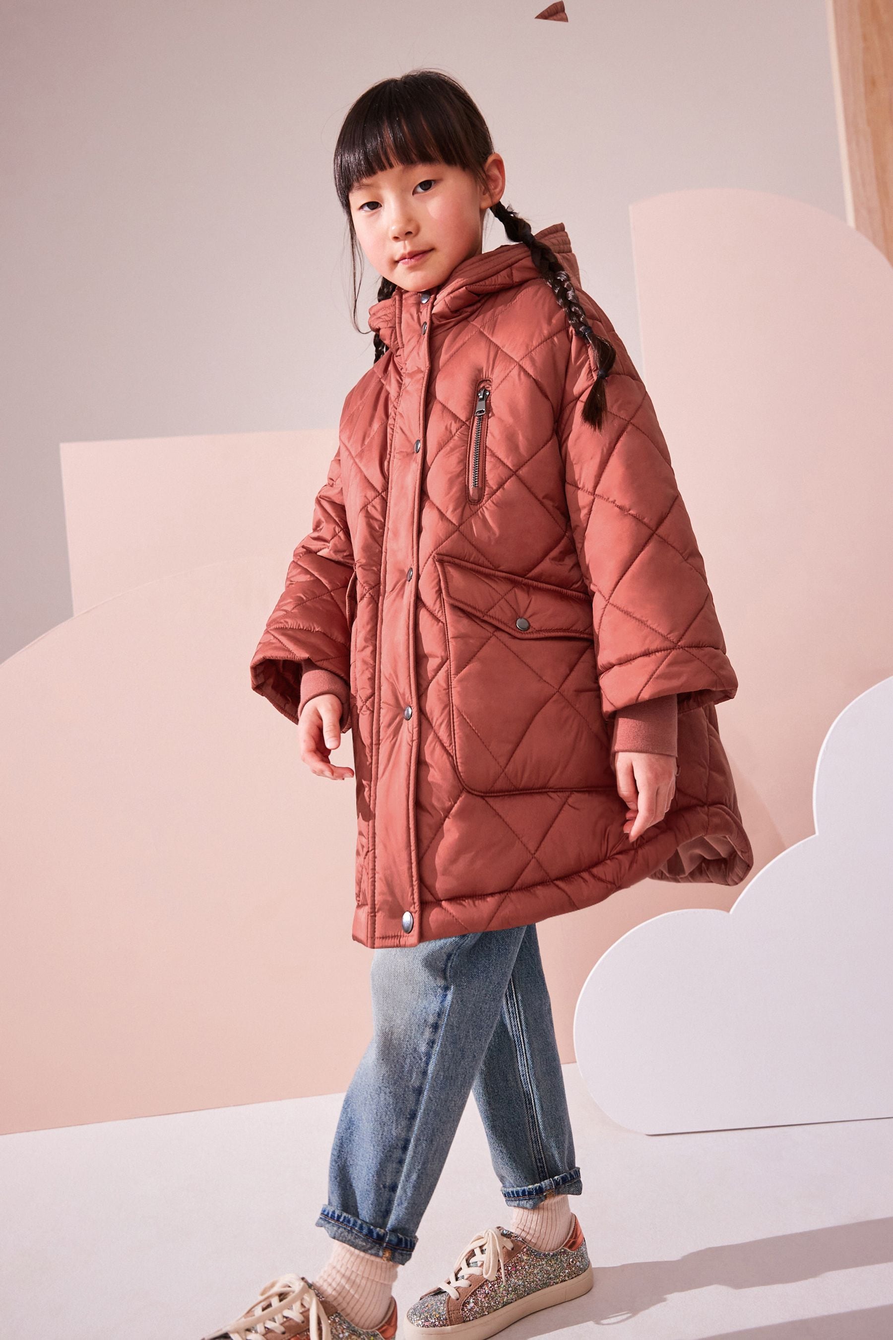 Buy Rust Shower Resistant Oversized Quilted Coat 3 16yrs from Next Ukraine