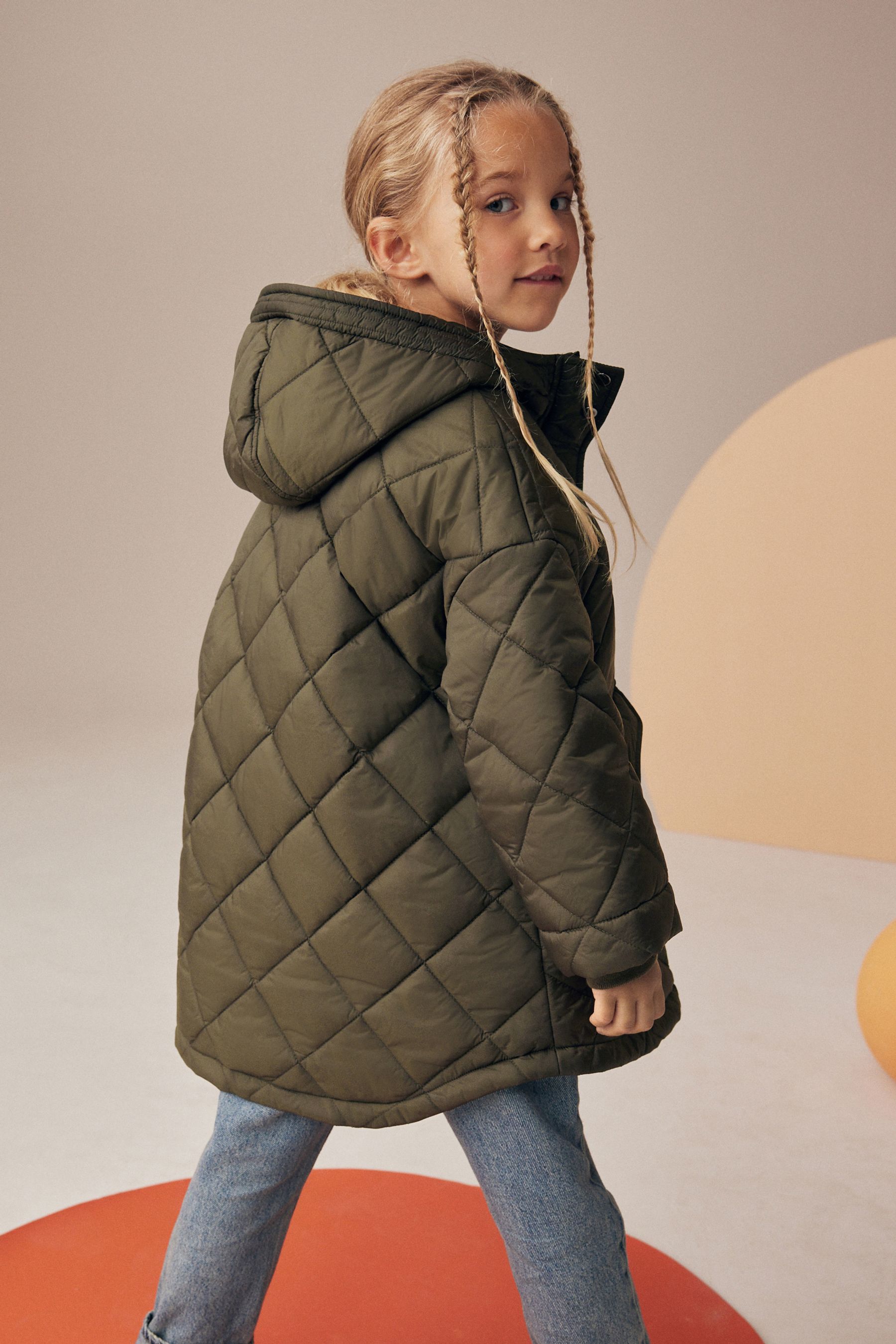 Buy Khaki Green Shower Resistant Oversized Quilted Coat 3 16yrs from Next USA