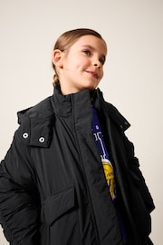 Black Shower Resistant Rouched Sleeve Coat (6-14yrs) - Image 4 of 10