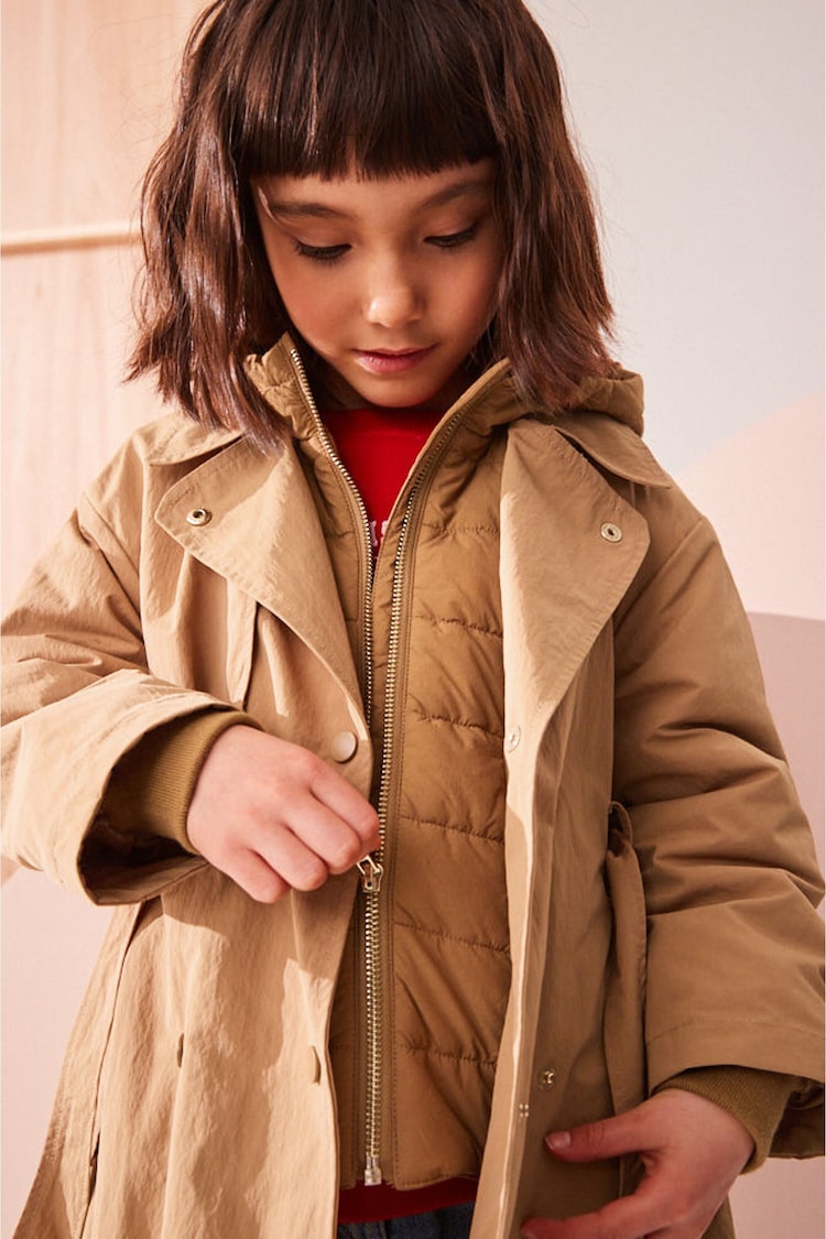 Camel Shower Resistant Double Layer Trench Coat (3-16yrs) - Image 2 of 3