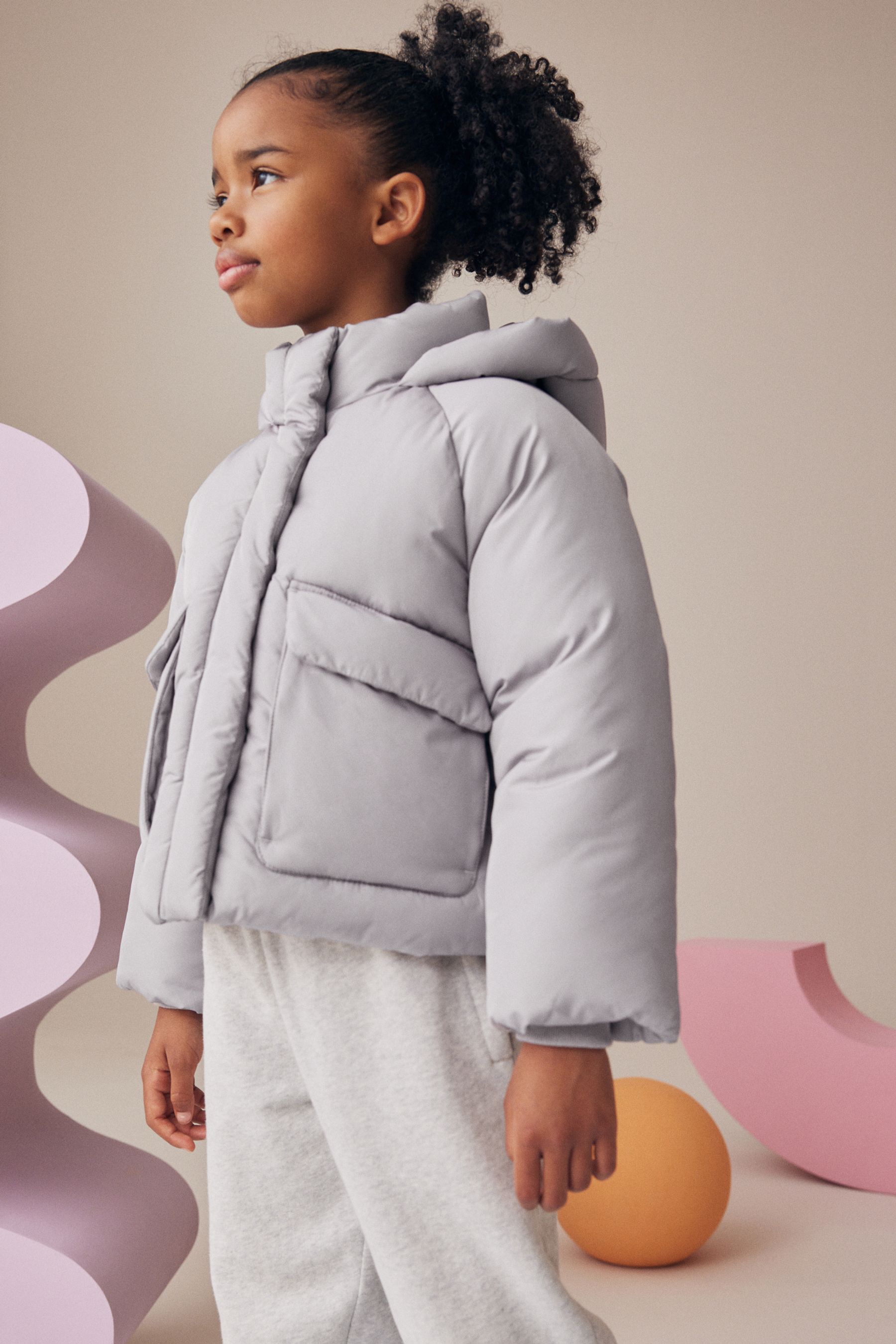 Buy Silver Shower Resistant Crop Padded Coat 2 16yrs from the Next UK online shop