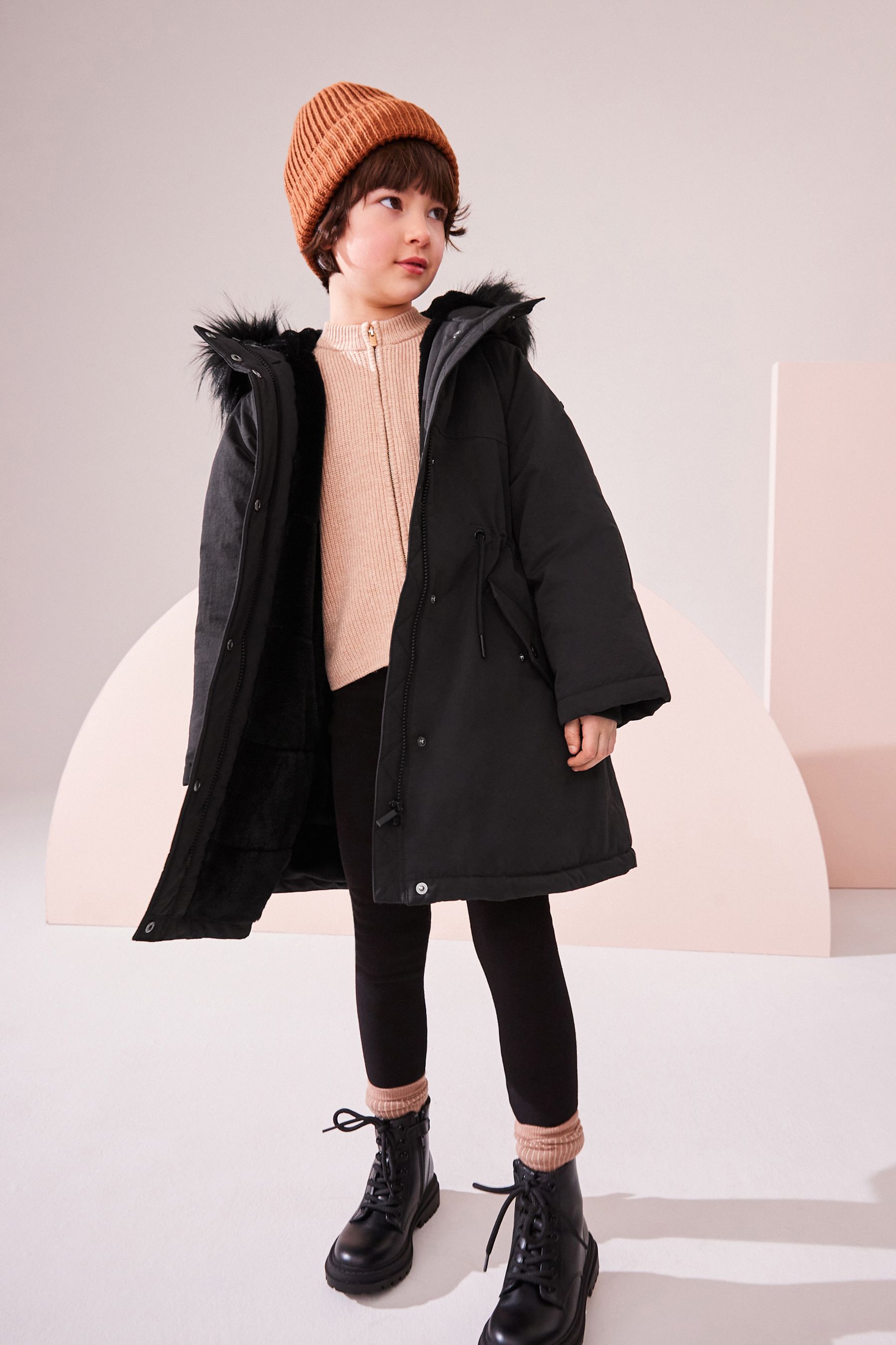 Buy Black Shower Resistant Faux Fur Trim Parka 3 16yrs from the Next UK online shop