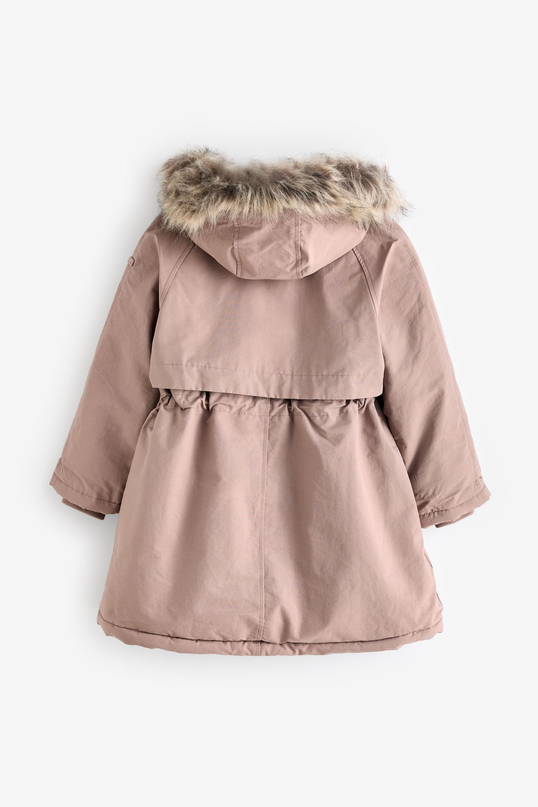 NEXT Pink Shower Resistant Faux Fur Trim Parka 3 16yrs 34years Girls