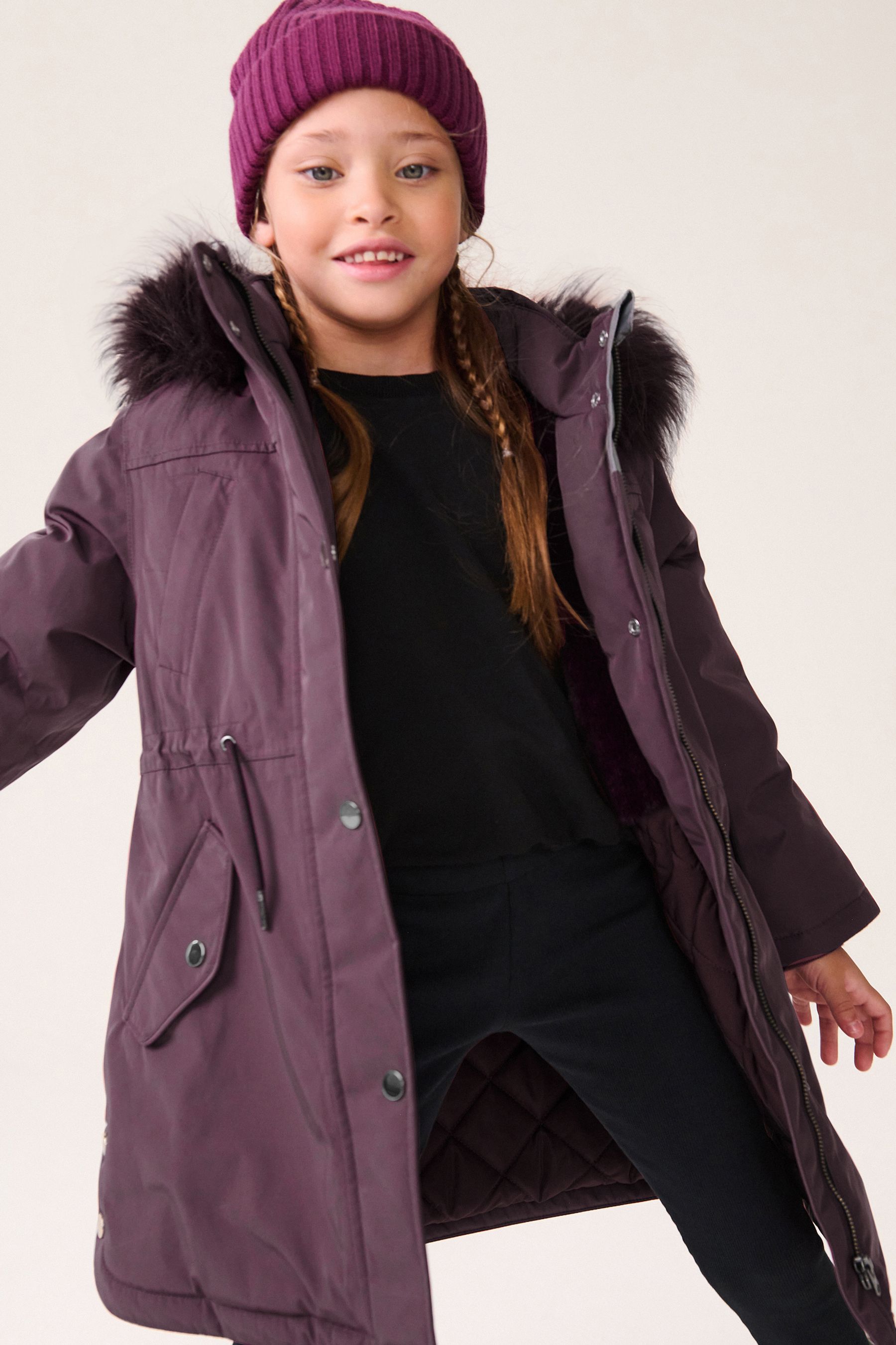Buy Purple Waterproof Faux Fur Trim Hood Parka Coat 3 16yrs from Next Kuwait