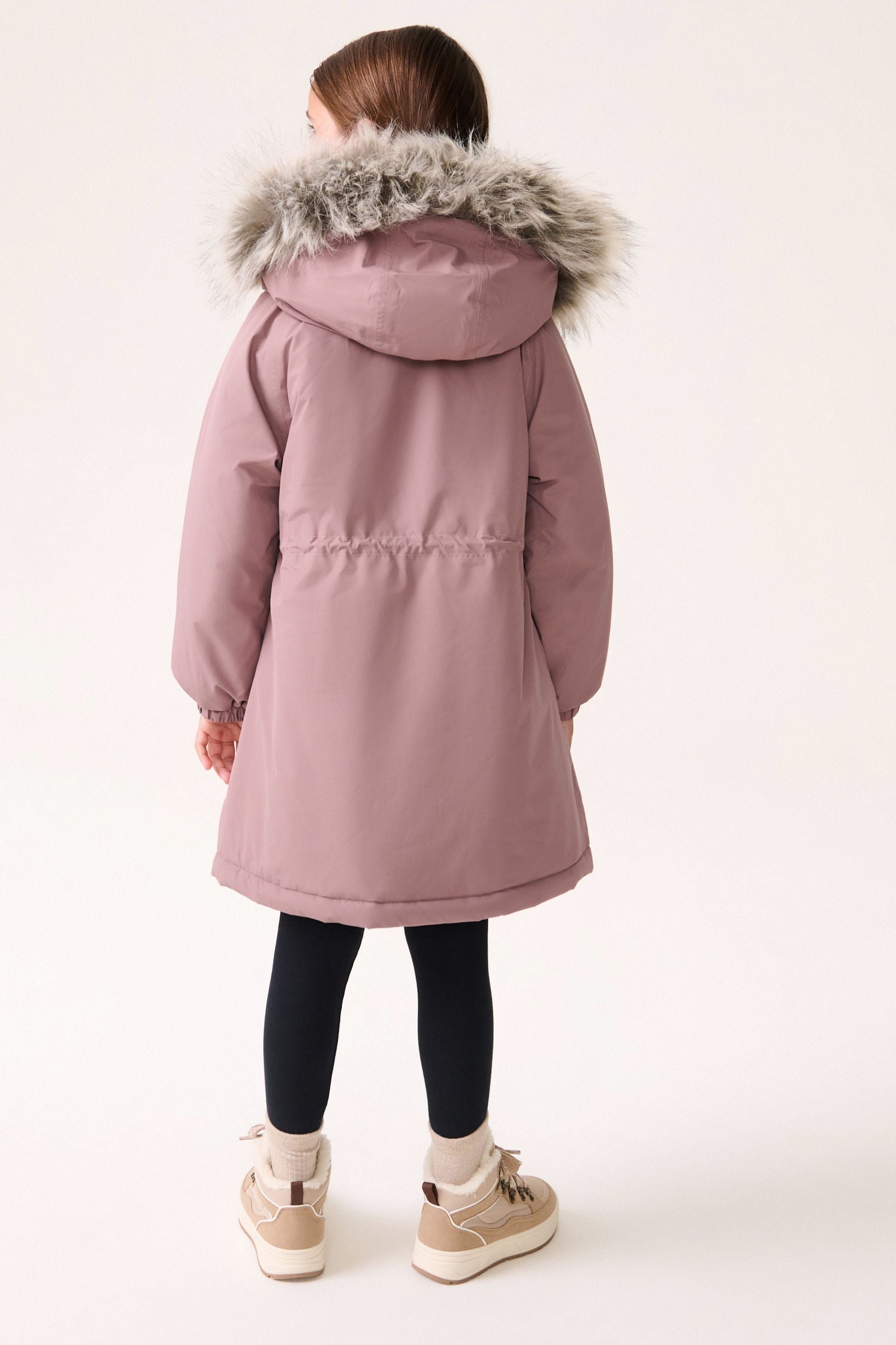 Black parka with pink fur hood outlet