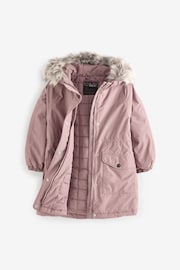 Pink Waterproof Faux Fur Trim Hood Parka Coat (3-16yrs) - Image 8 of 13