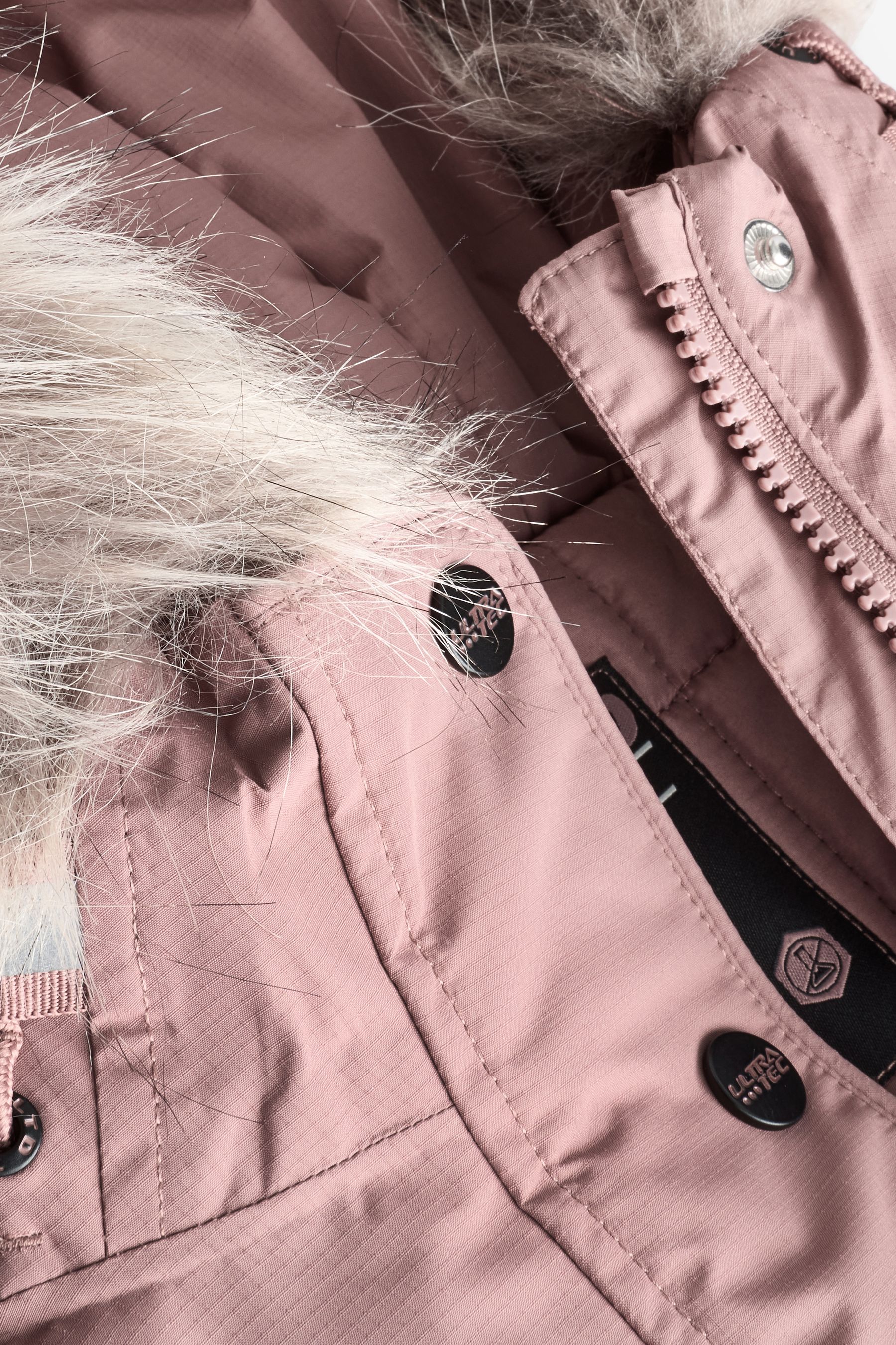 Womens pink parka coats with fur hood sale