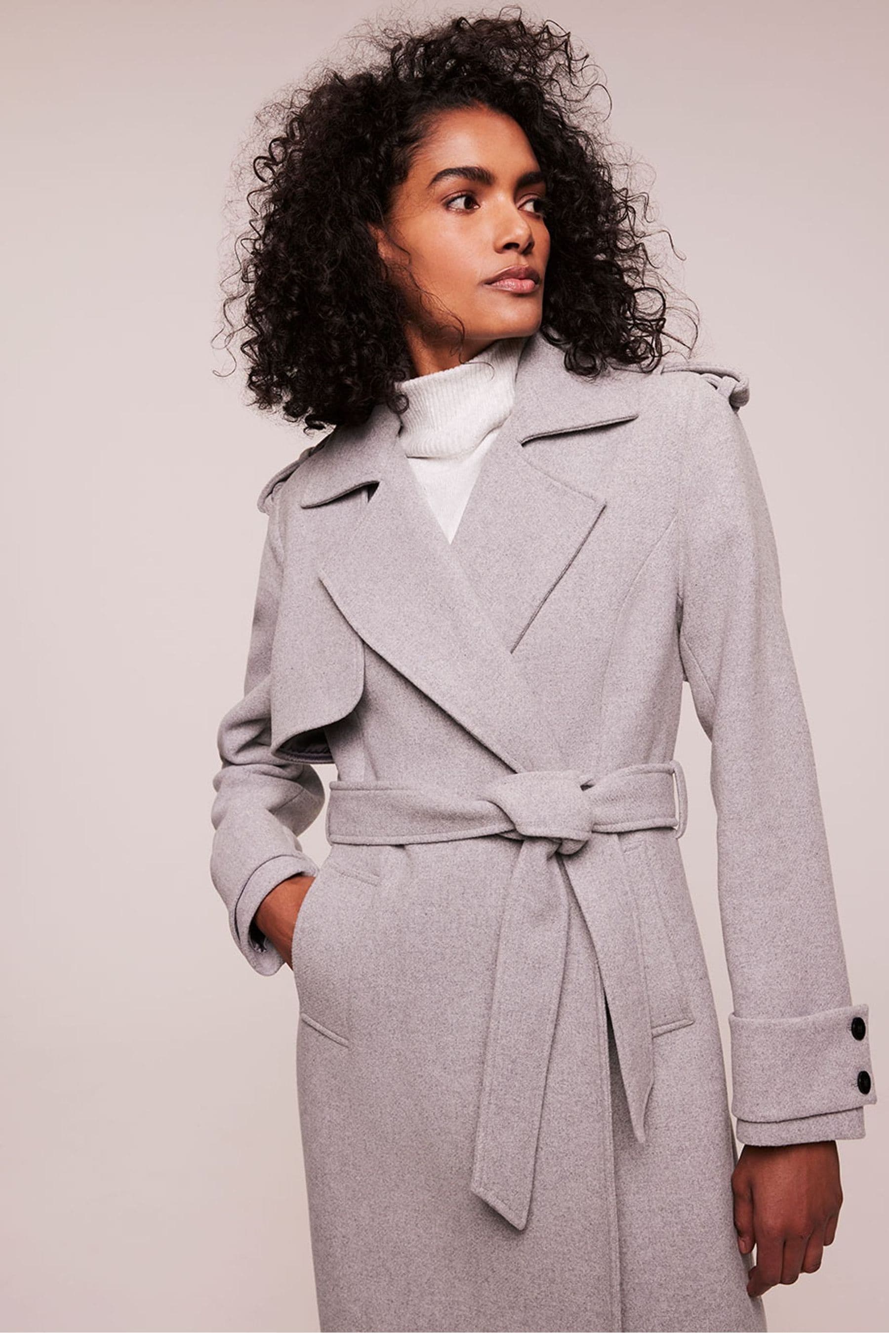 Buy Mint Velvet Grey Wool Trench Coat from Next Ireland