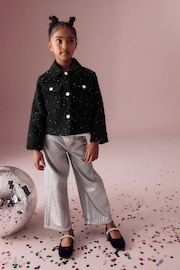 Black Crop Wool Blend Sparkle Coat (3-16yrs) - Image 2 of 8