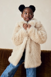 Cream Cream Faux Fur Coat (3-16yrs) - Image 3 of 9