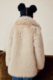 Cream Cream Faux Fur Coat (3-16yrs) - Image 4 of 9