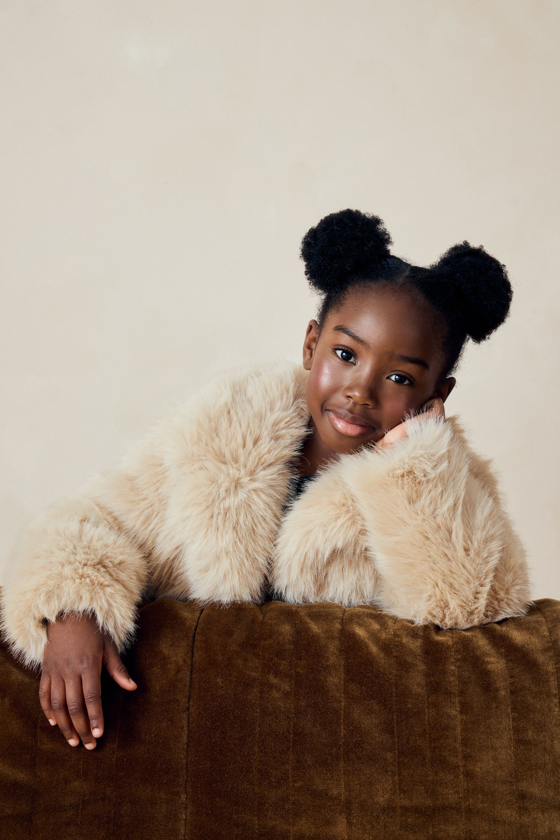 Cream Cream Faux Fur Coat 3 16yrs