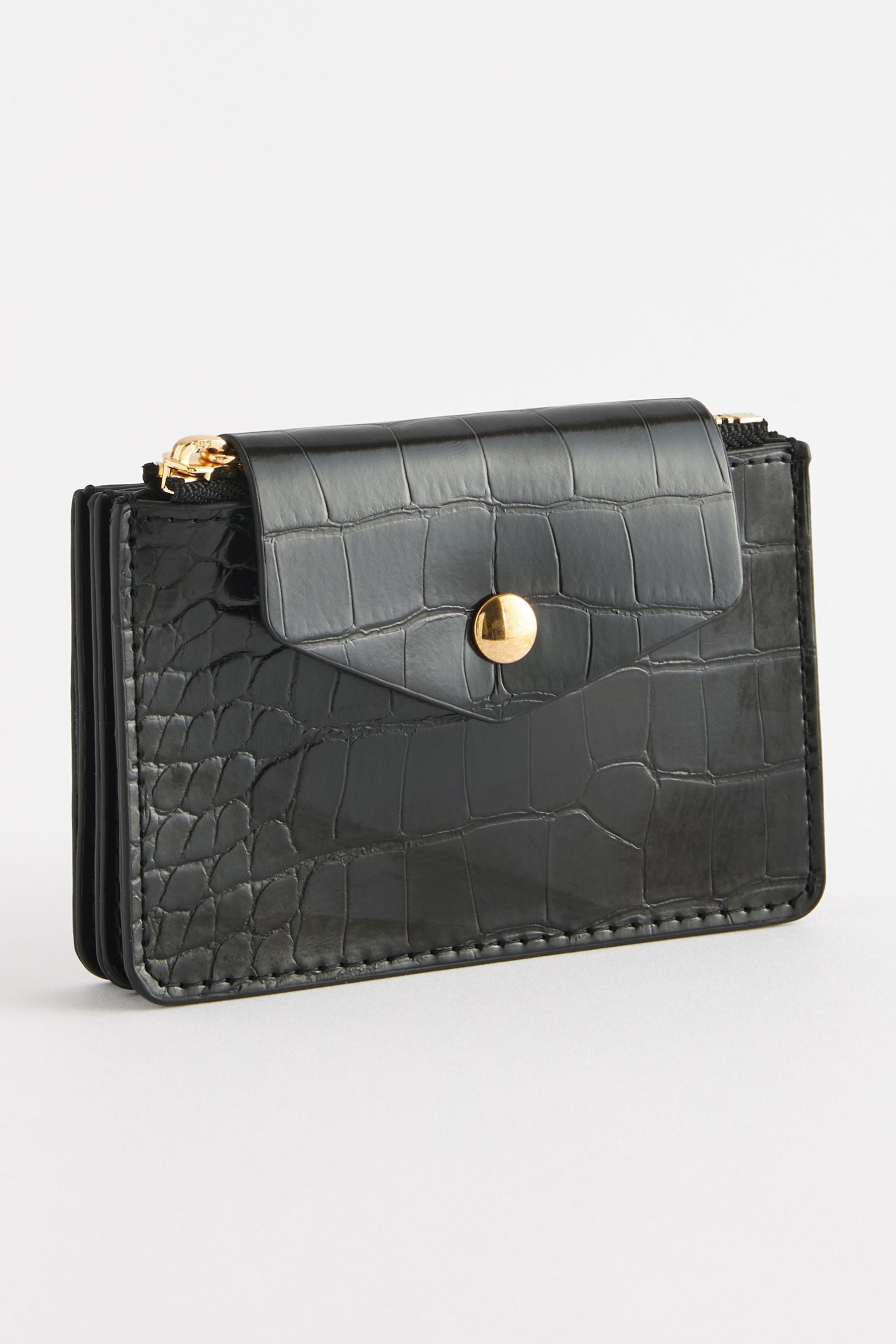 Black croc card holder on sale