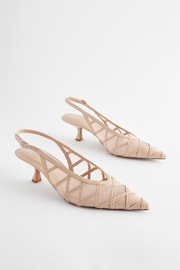 Pink Forever Comfort® Mesh Panel Point Toe Slingback Heels - Image 1 of 5