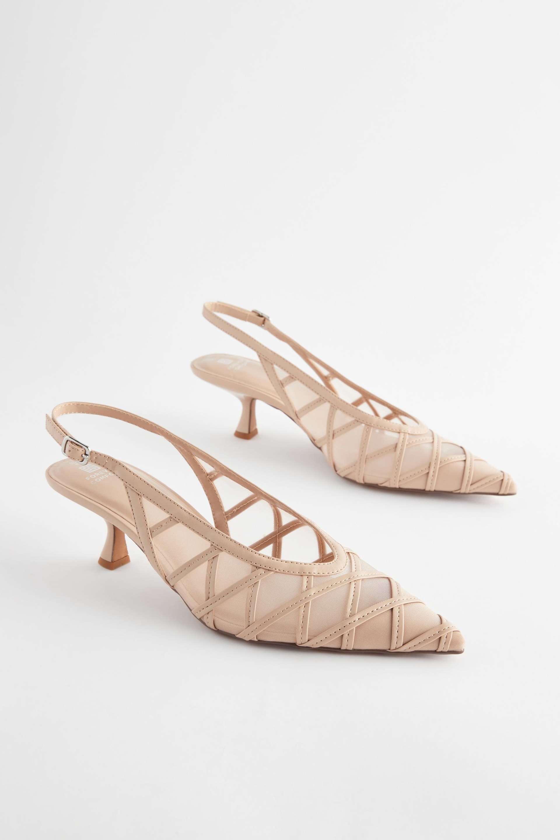 Pink Forever Comfort® Mesh Panel Point Toe Slingback Heels - Image 1 of 5