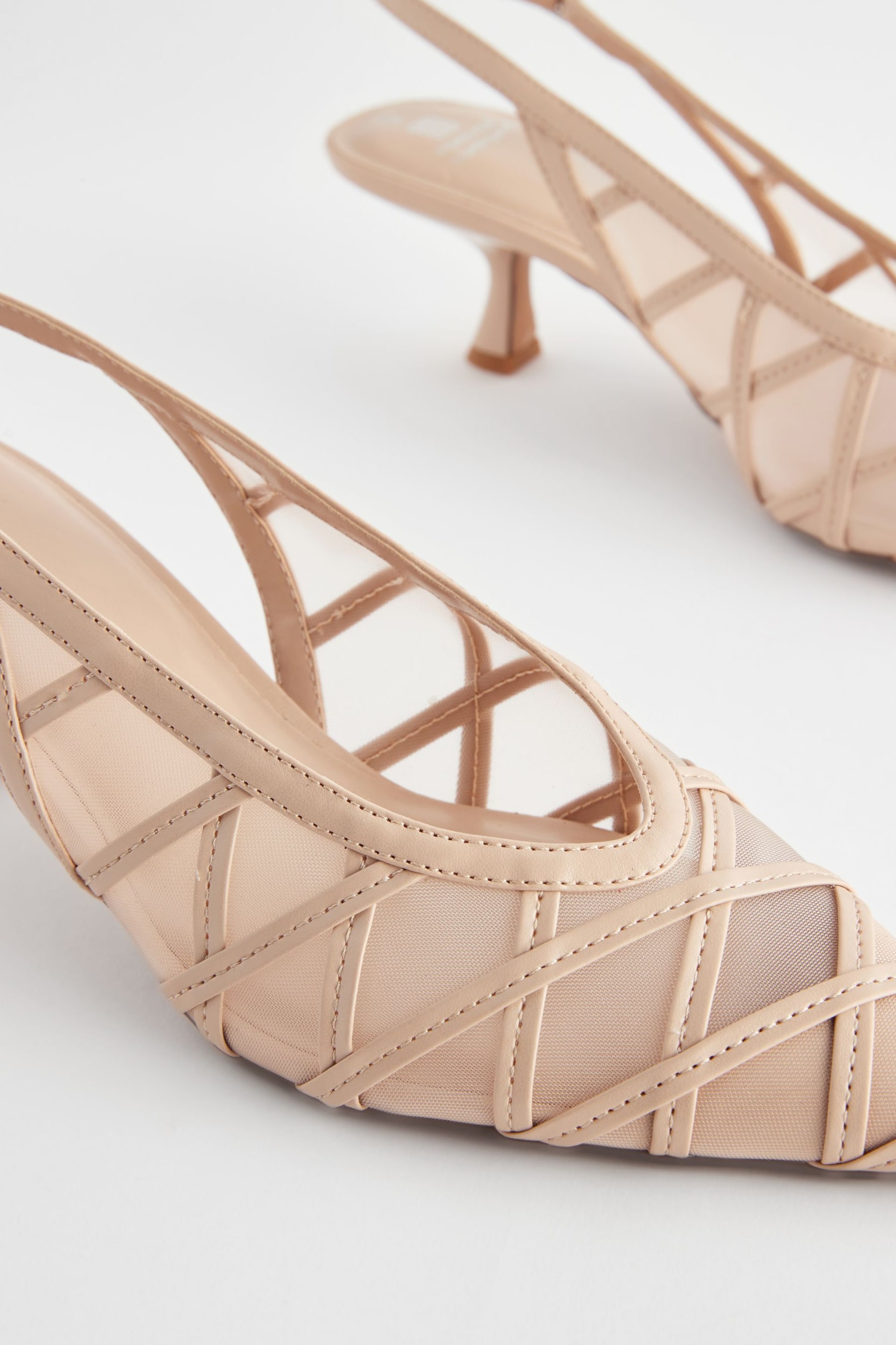 Pink Forever Comfort® Mesh Panel Point Toe Slingback Heels - Image 3 of 5