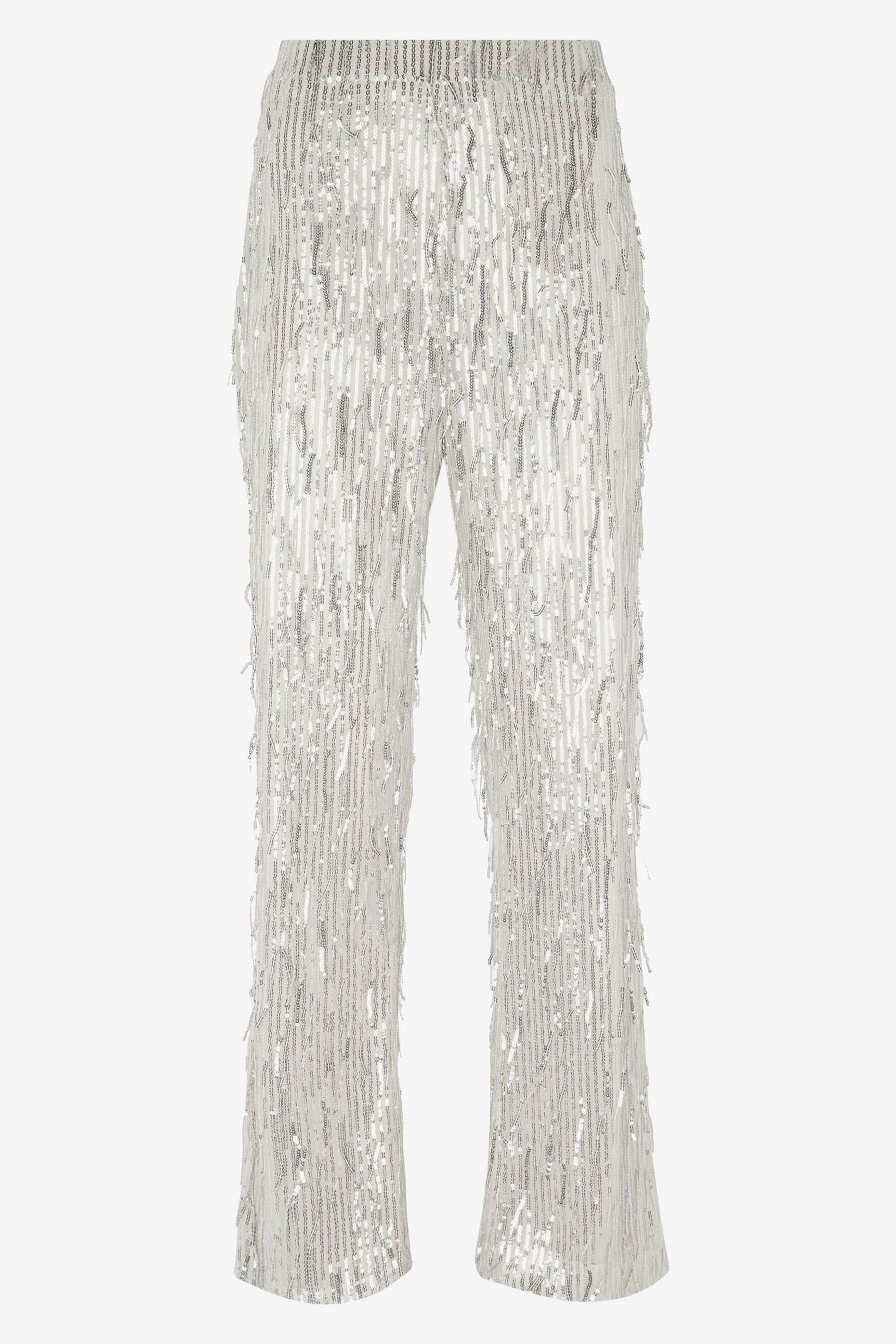 Mint Velvet Silver Silver Sequin Tassel Trousers