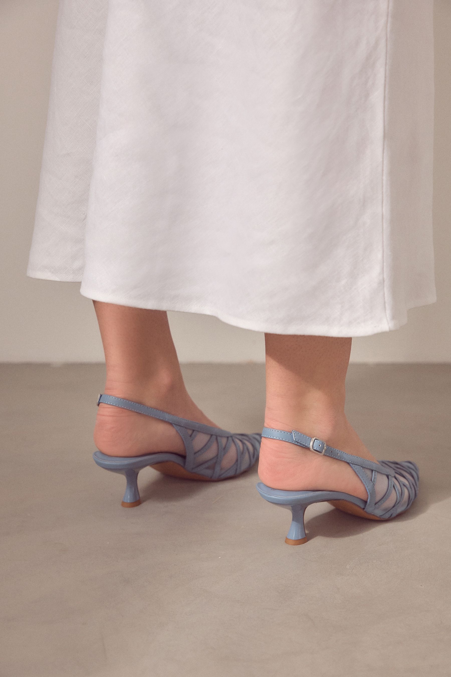 Buy Blue Forever Comfort Mesh Panel Point Toe Slingback Heels from Next Luxembourg
