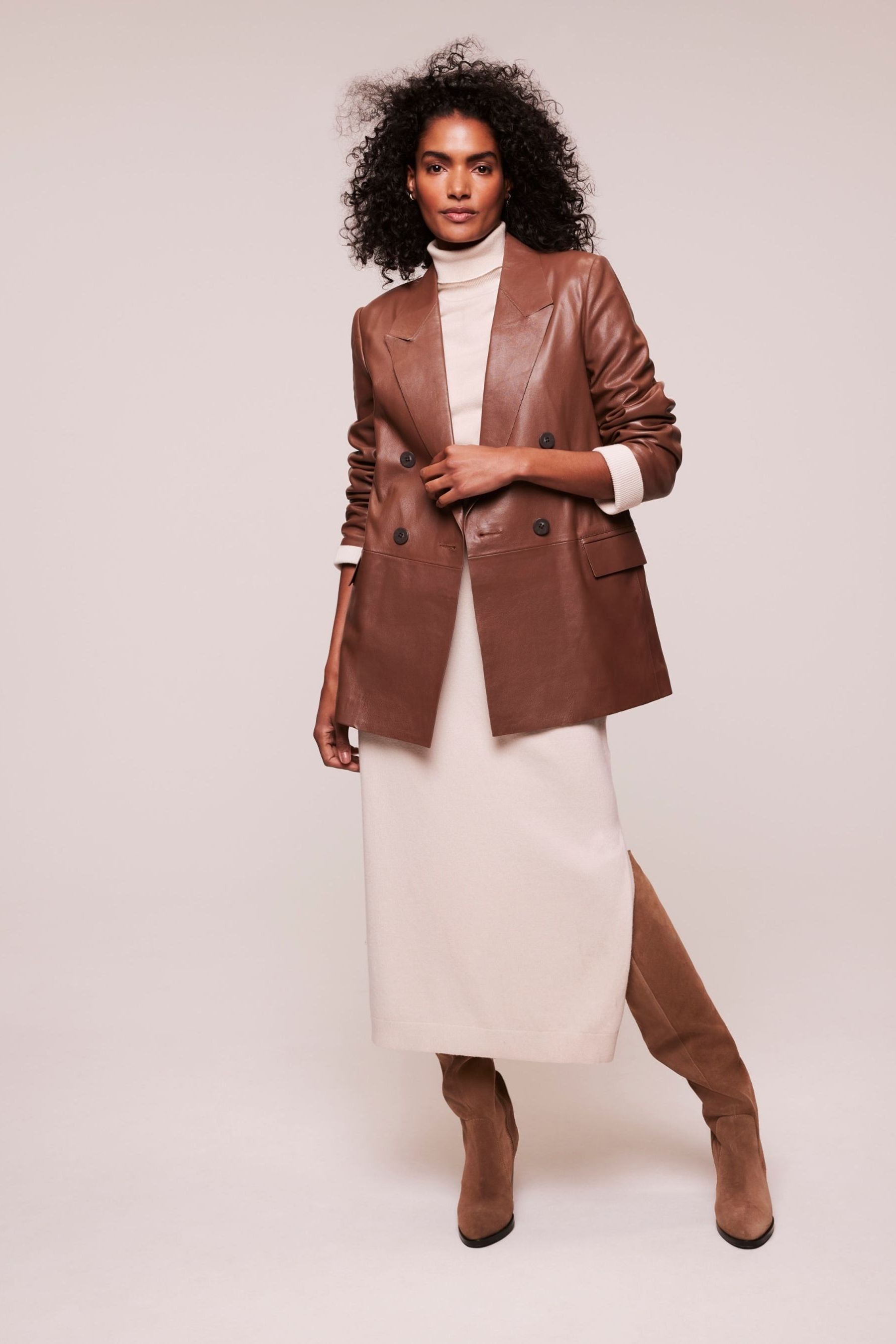 Buy Mint Velvet Tan Leather Blazer from Next Luxembourg