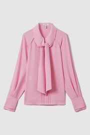 Reiss Pink Ella Tie Neck Zip Front Blouse - Image 2 of 6