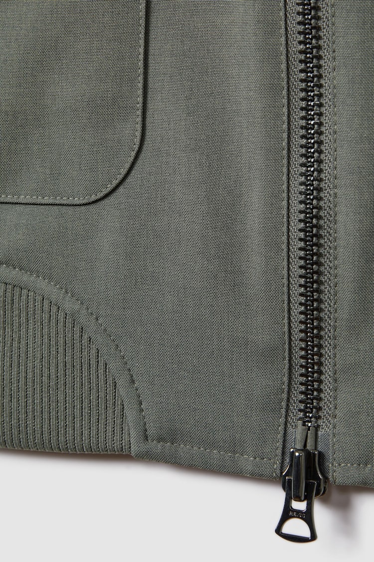 Reiss Green Rufus Funnel Neck Zip-Through Jacket - Image 6 of 6