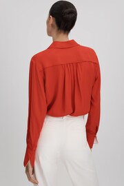 Reiss Red Rose Contrast Trim Button-Through Shirt - Image 5 of 7