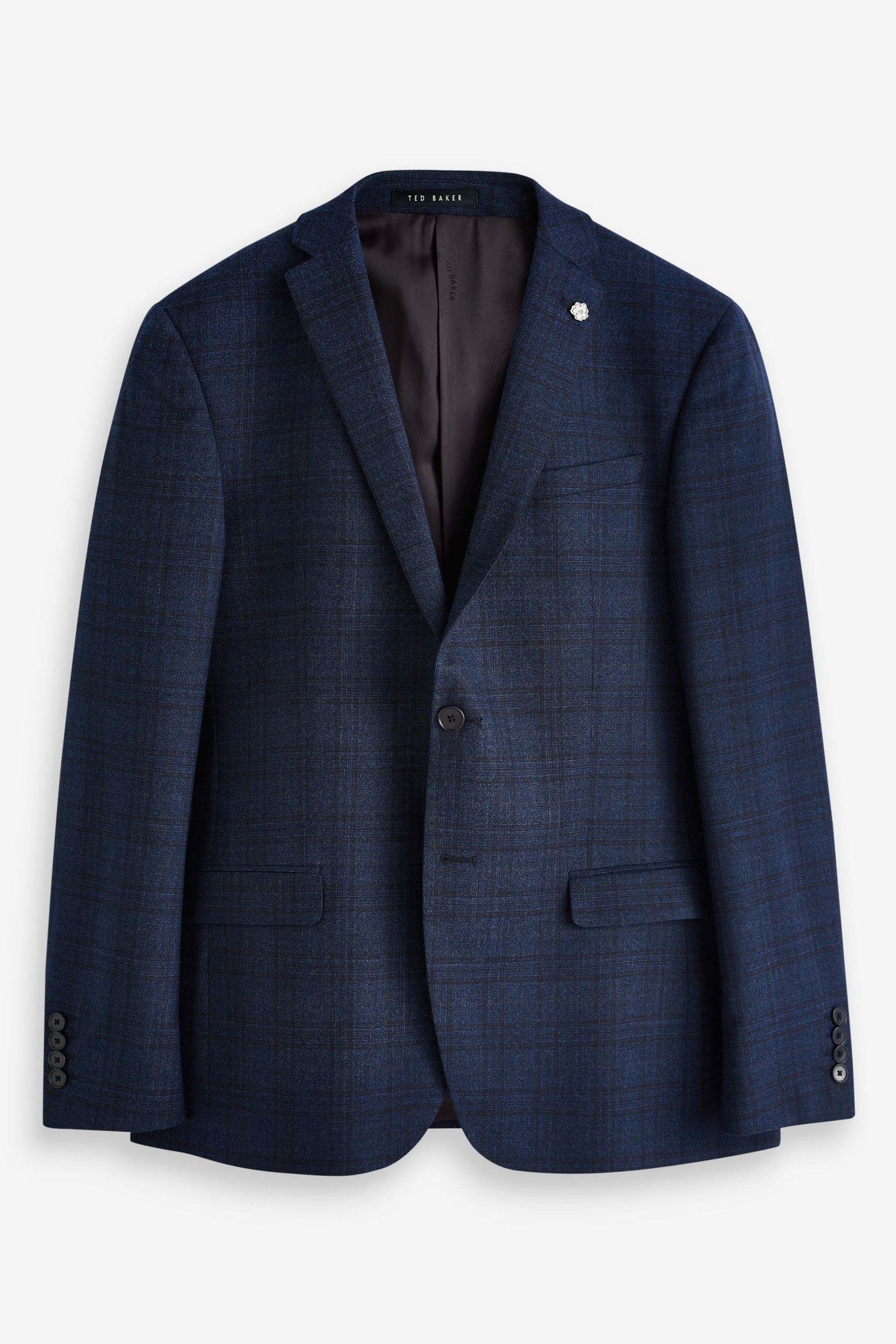 Ted Baker Tailoring Slim Fit Blue Munro Wine Check Jacket - Image 6 of 6