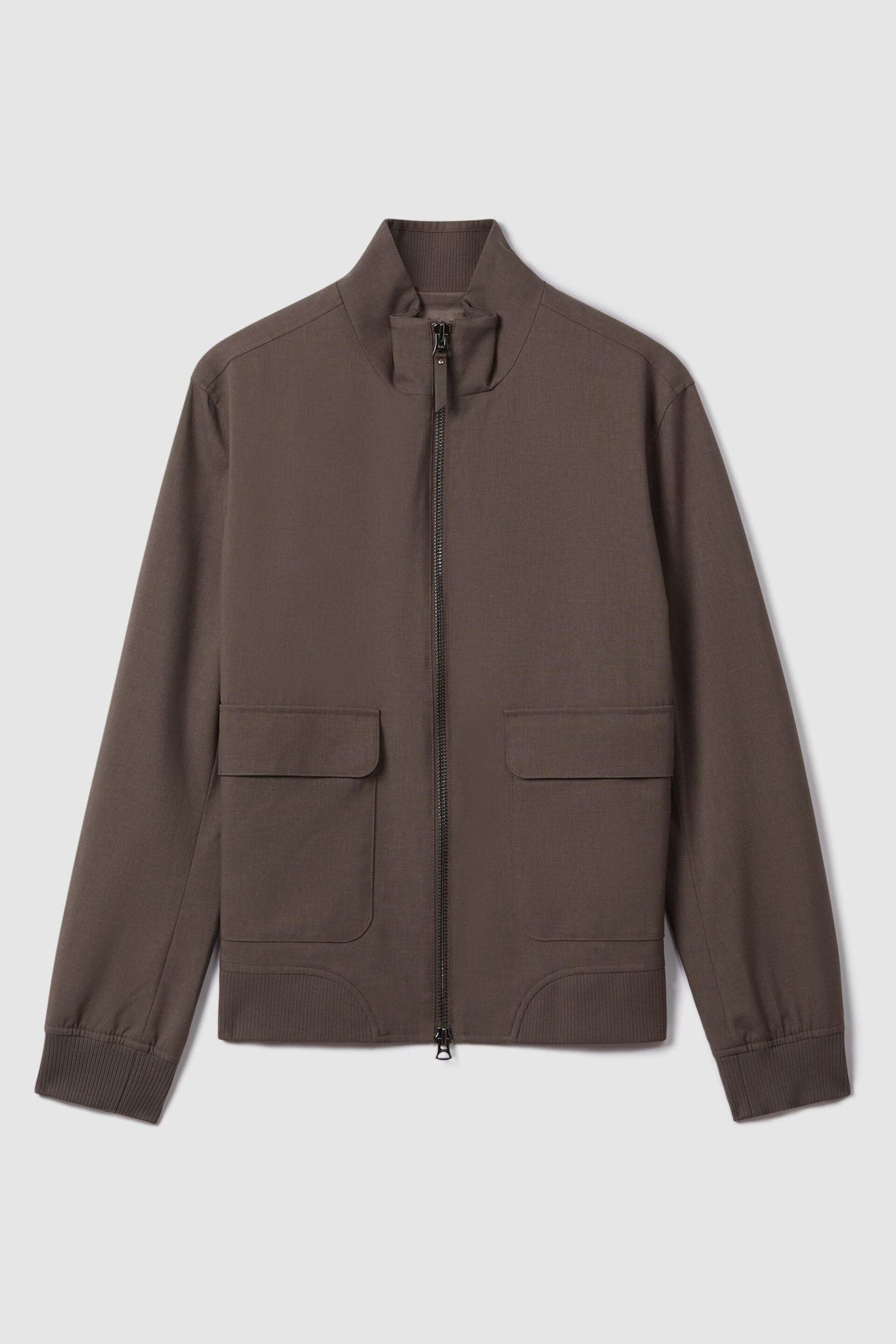 Reiss Brown Rufus Funnel Neck Zip-Through Jacket - Image 2 of 6