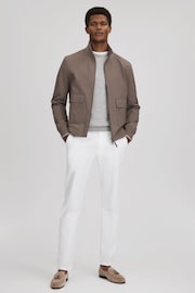 Reiss Brown Rufus Funnel Neck Zip-Through Jacket - Image 3 of 6