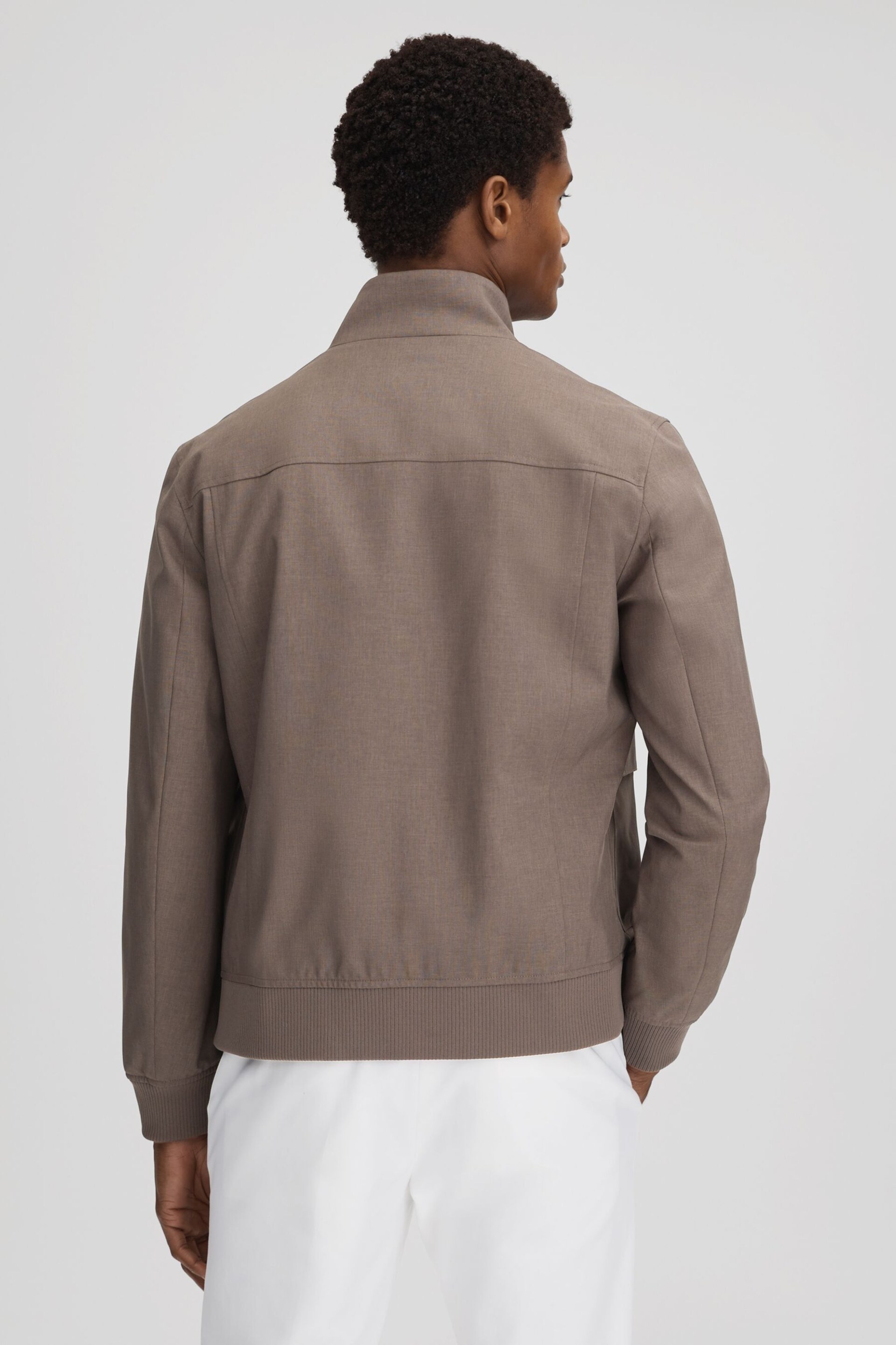 Reiss Brown Rufus Funnel Neck Zip-Through Jacket - Image 5 of 6