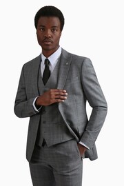 Ted Baker Tailoring Grey Miken Slim Fit Check Jacket - Image 1 of 5