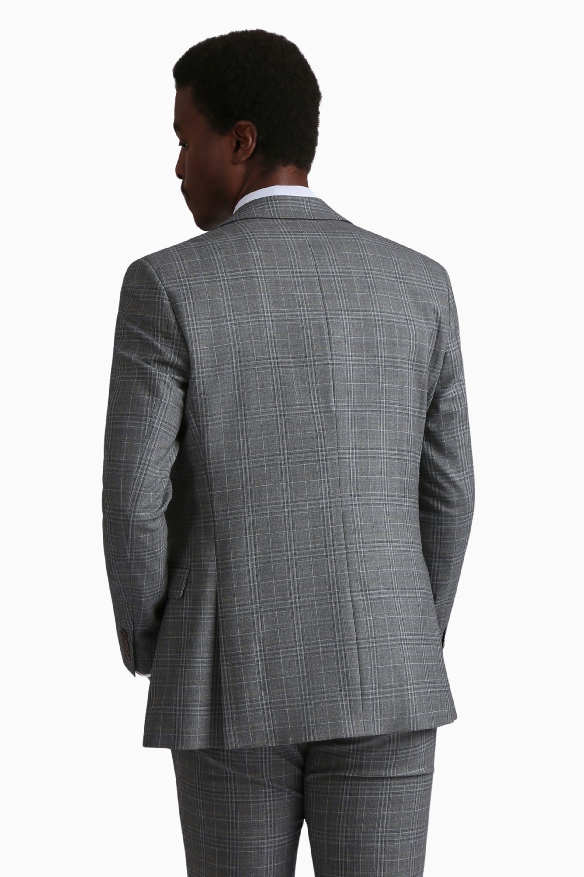 Ted Baker Tailoring Grey Miken Slim Fit Check Jacket - Image 2 of 5