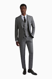 Ted Baker Tailoring Grey Miken Slim Fit Check Jacket - Image 3 of 5