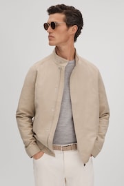 Reiss Stone Peggy Cotton Blend Zip-Through Jacket - Image 1 of 7