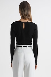 Reiss Black Sylvie Jersey Cut-Out Strappy Top - Image 5 of 5