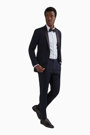 Ted Baker Tailoring Blue Slim Fit Tuxedo Jacket - Image 3 of 6