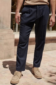 Navy Textured Side Adjuster Trousers - Image 2 of 10