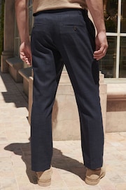 Navy Textured Side Adjuster Trousers - Image 4 of 10