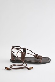 Chocolate Brown Forever Comfort® Wooden Ring Detail Strappy Sandals - Image 1 of 5