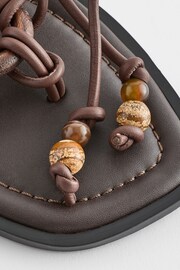 Chocolate Brown Forever Comfort® Wooden Ring Detail Strappy Sandals - Image 4 of 5